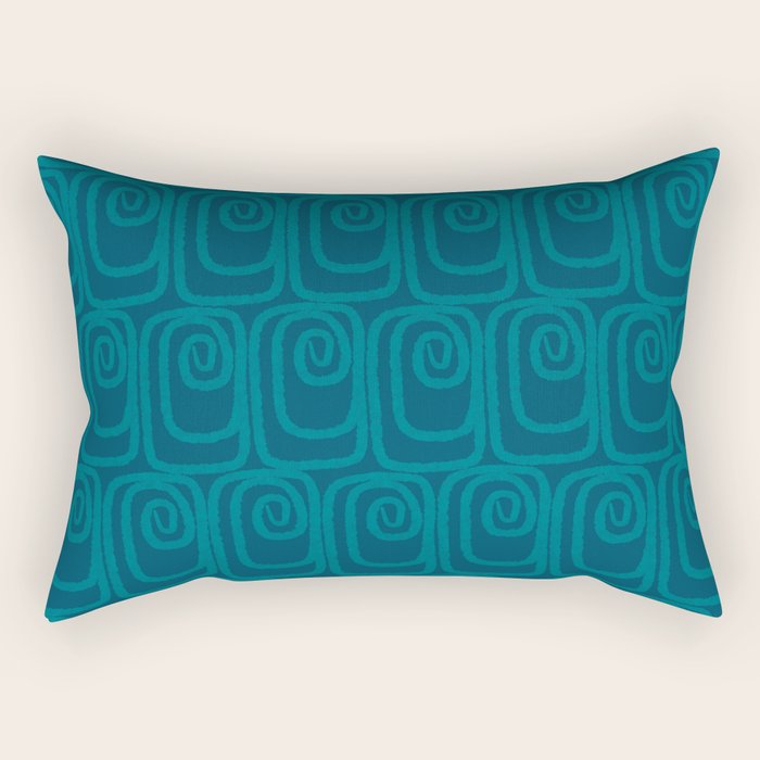 Mid Century Modern Twist 50s 60s Pattern in Moroccan Blue Tone Rectangular Pillow Gallery Image 1