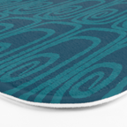 Mid Century Modern Twist 50s 60s Pattern in Moroccan Blue Tone Bath Mat Gallery Image 3