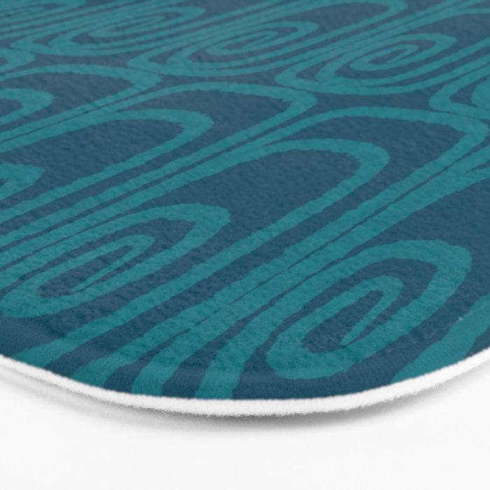 Mid Century Modern Twist 50s 60s Pattern in Moroccan Blue Tone Bath Mat Gallery Image 3