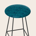 Mid Century Modern Twist 50s 60s Pattern in Moroccan Blue Tone Stool Gallery Image 2