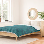 Mid Century Modern Twist 50s 60s Pattern in Moroccan Blue Tone Duvet Cover Gallery Image 2