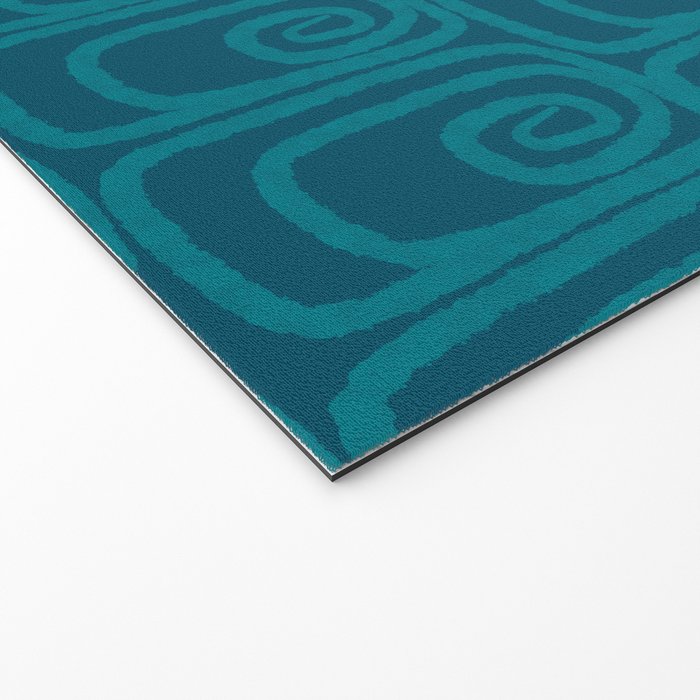 Mid Century Modern Twist 50s 60s Pattern in Moroccan Blue Tone Welcome Mat Gallery Image 2