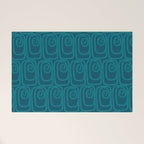 Mid Century Modern Twist 50s 60s Pattern in Moroccan Blue Tone Welcome Mat Gallery Image 1