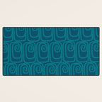 Mid Century Modern Twist 50s 60s Pattern in Moroccan Blue Tone Desk Mat Gallery Image 3