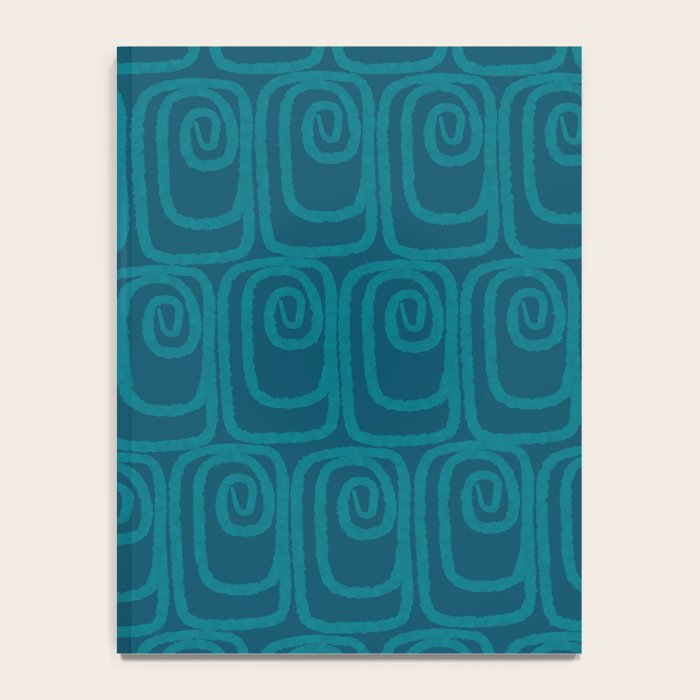 Mid Century Modern Twist 50s 60s Pattern in Moroccan Blue Tone Notebook Gallery Image 4