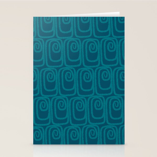Mid Century Modern Twist 50s 60s Pattern in Moroccan Blue Tone Stationery Card Gallery Image 2