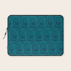 Mid Century Modern Twist 50s 60s Pattern in Moroccan Blue Tone Laptop Sleeve Gallery Image 1