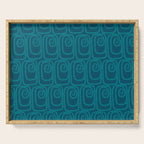 Mid Century Modern Twist 50s 60s Pattern in Moroccan Blue Tone Serving Tray Gallery Image 1