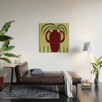 Summer Flower pottery with stripe Wood Wall Art Gallery Image 2