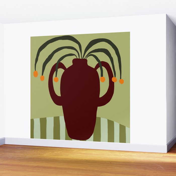 Summer Flower pottery with stripe Wall Mural Gallery Image 2