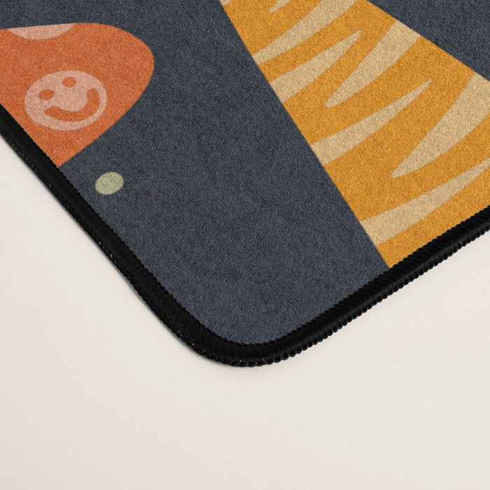 Mystic Mushrooms - Khaki & Green on Navy Desk Mat Gallery Image 4