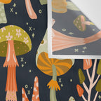 Mystic Mushrooms - Khaki & Green on Navy Wall Tapestry Gallery Image 3