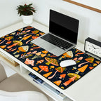 Mystic Mushrooms - Khaki & Green on Navy Desk Mat Gallery Image 2
