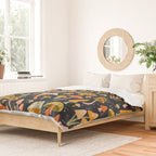 Mystic Mushrooms - Khaki & Green on Navy Duvet Cover Gallery Image 2