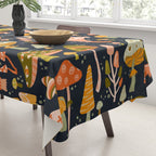 Mystic Mushrooms - Khaki & Green on Navy Tablecloth Gallery Image 3