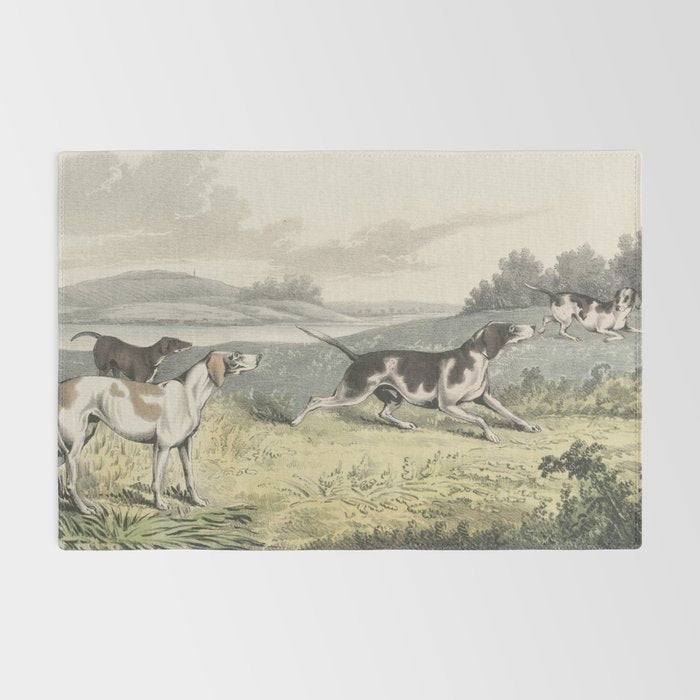 Vintage Illustration of Pointer Dogs (1846) Rug Gallery Image 2