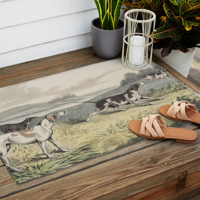 Vintage Illustration of Pointer Dogs (1846) Outdoor Rug Gallery Image 2
