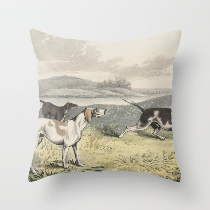 Vintage Illustration of Pointer Dogs (1846) Throw Pillow Gallery Image 6