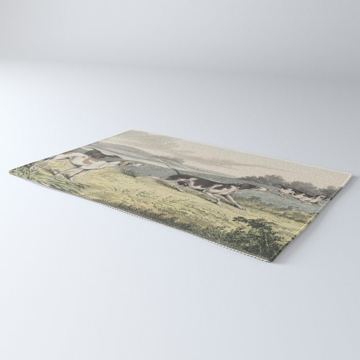 Vintage Illustration of Pointer Dogs (1846) Rug Gallery Image 3