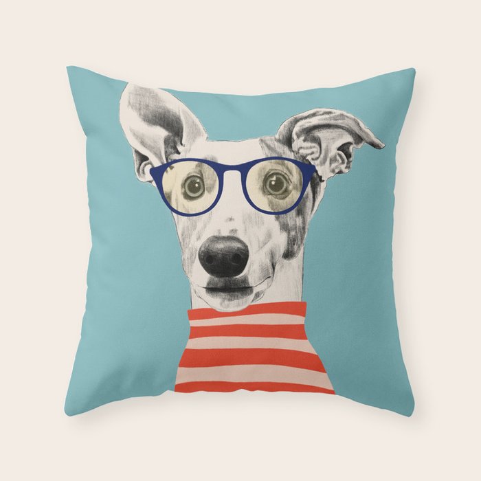 Portrait of a greyhound dog II Throw Pillow Gallery Image 1