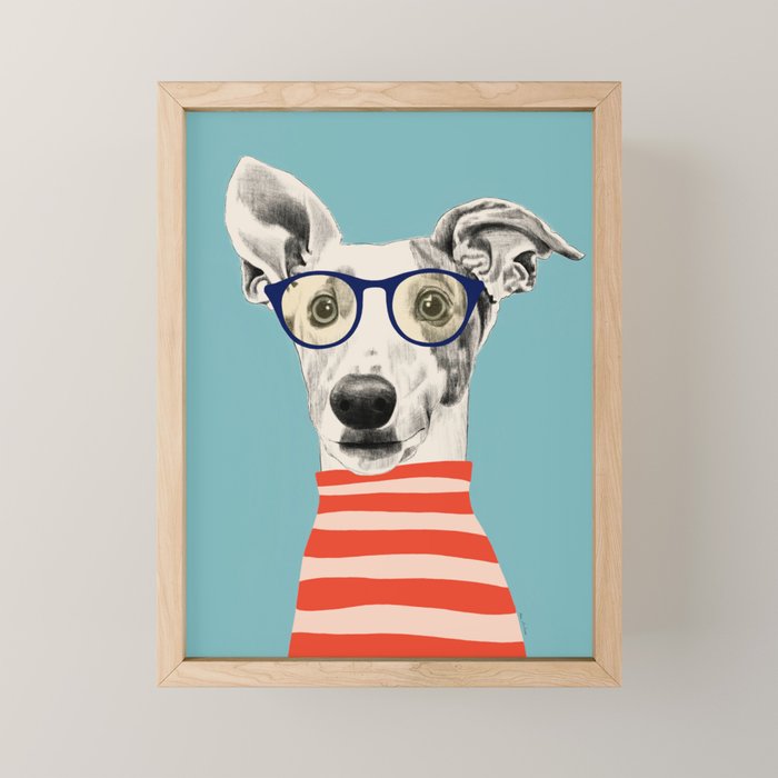 Portrait of a greyhound dog II Mini Art Print Gallery Image 1