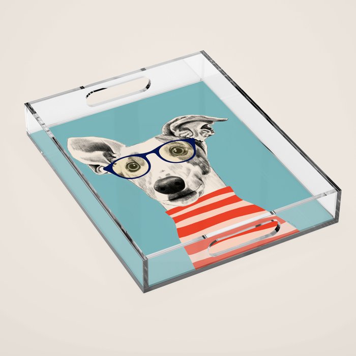 Portrait of a greyhound dog II Acrylic Tray Gallery Image 1