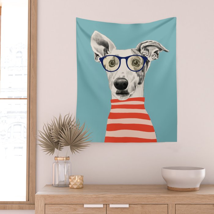 Portrait of a greyhound dog II Wall Tapestry Gallery Image 2