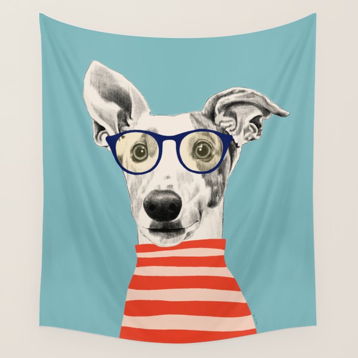 Portrait of a greyhound dog II Wall Tapestry Gallery Image 1