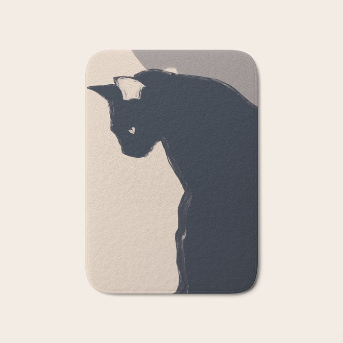 Minimal Abstract Art Black Cat Bath Mat Gallery Image 1