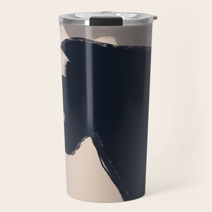 Minimal Abstract Art Black Cat Travel Mug Gallery Image 1