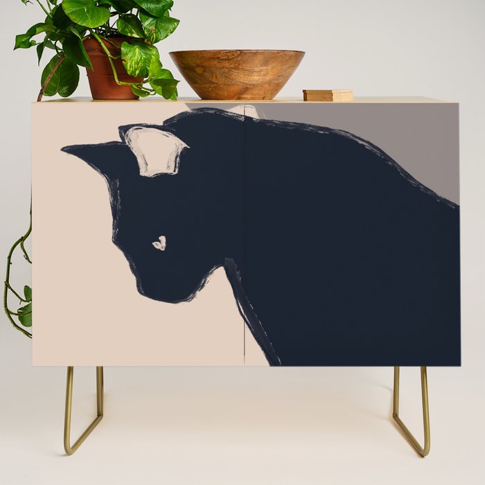 Minimal Abstract Art Black Cat Credenza Gallery Image 1