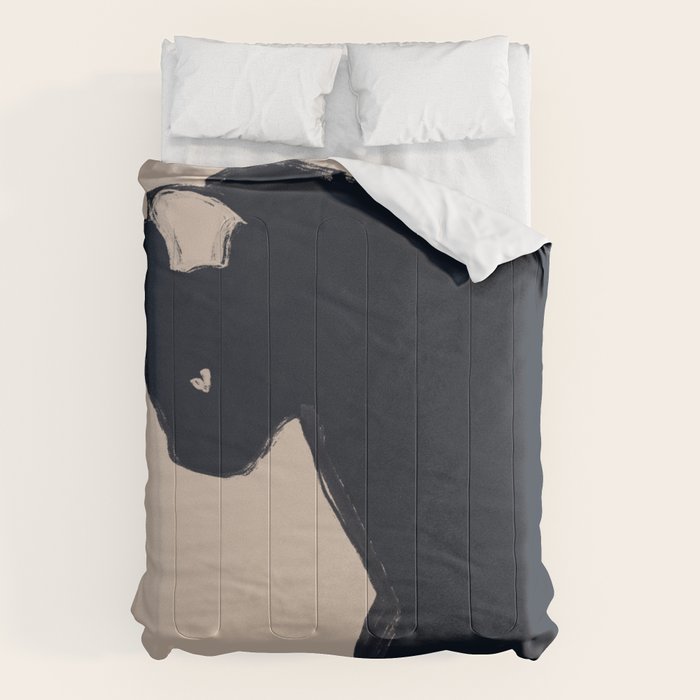 Minimal Abstract Art Black Cat Comforter Gallery Image 1