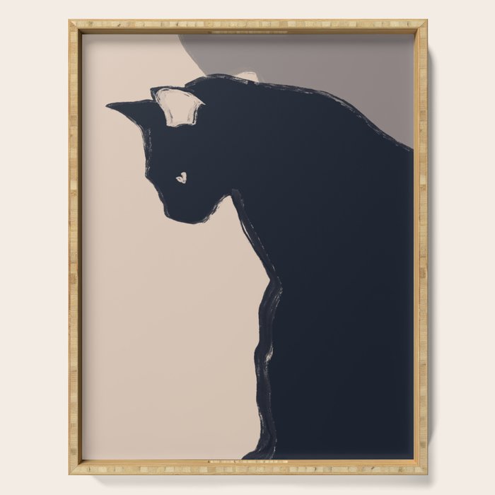 Minimal Abstract Art Black Cat Serving Tray Gallery Image 1