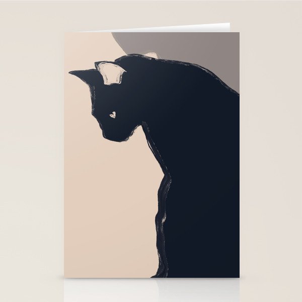 Minimal Abstract Art Black Cat Stationery Card Gallery Image 2
