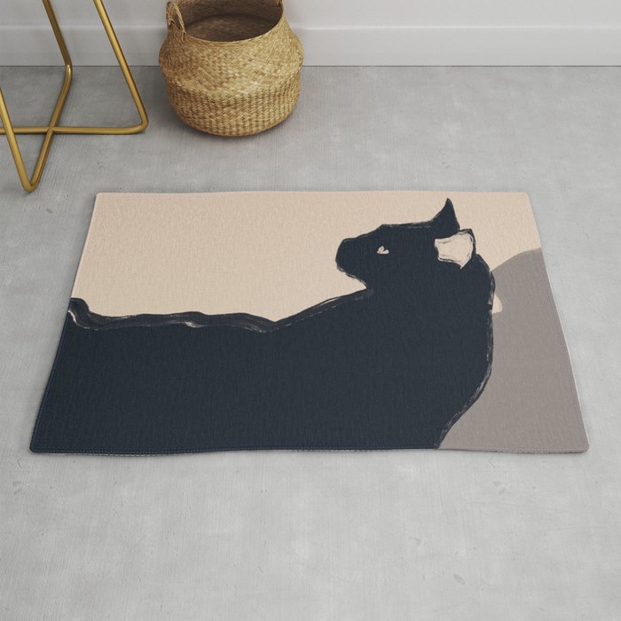 Minimal Abstract Art Black Cat Rug Gallery Image 1