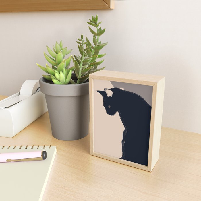 Minimal Abstract Art Black Cat Mini Art Print Gallery Image 2