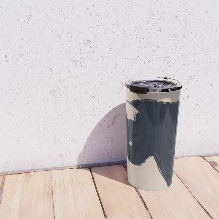 Minimal Abstract Art Black Cat Travel Mug Gallery Image 4