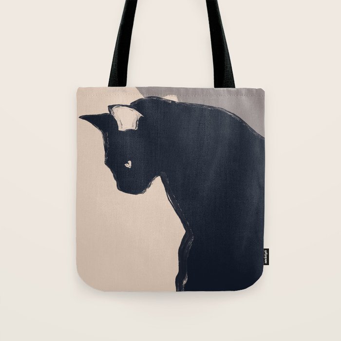 Minimal Abstract Art Black Cat Tote Bag Gallery Image 1