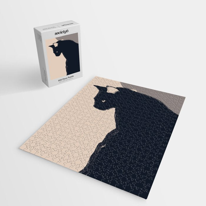 Minimal Abstract Art Black Cat Jigsaw Puzzle Gallery Image 2
