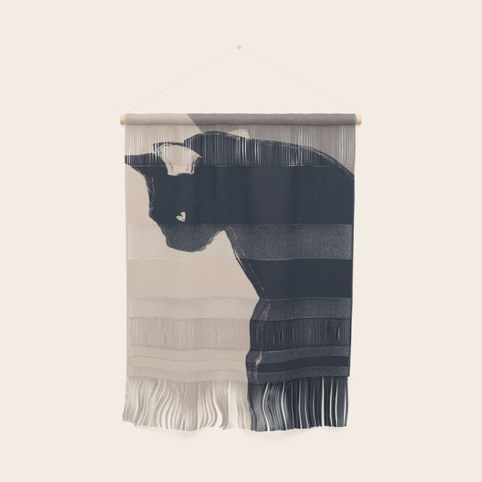 Minimal Abstract Art Black Cat Wall Hanging Gallery Image 1
