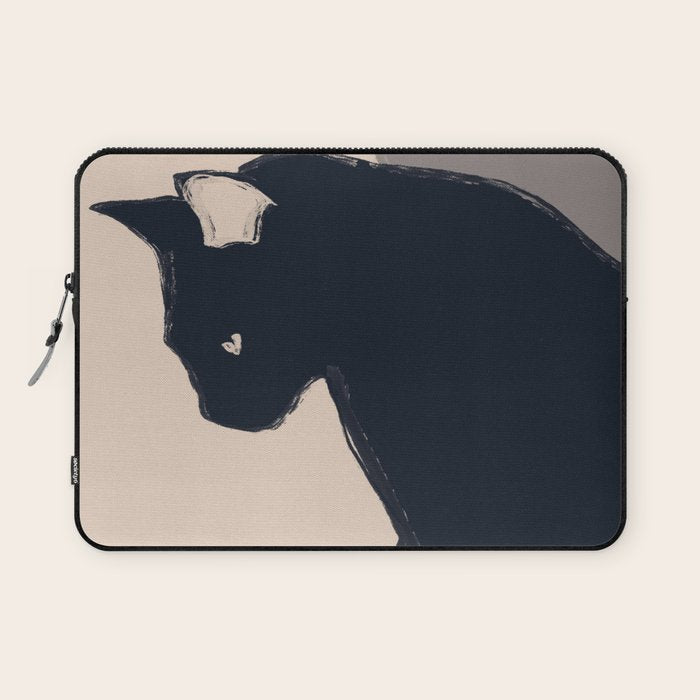 Minimal Abstract Art Black Cat Laptop Sleeve Gallery Image 1