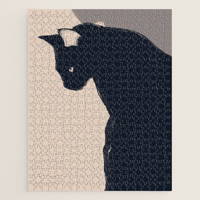 Minimal Abstract Art Black Cat Jigsaw Puzzle Gallery Image 1
