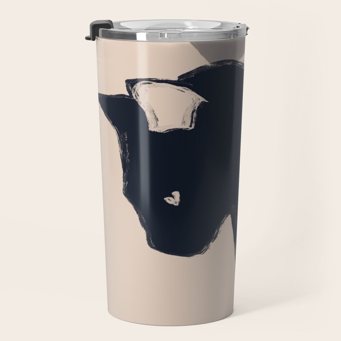 Minimal Abstract Art Black Cat Travel Mug Gallery Image 3