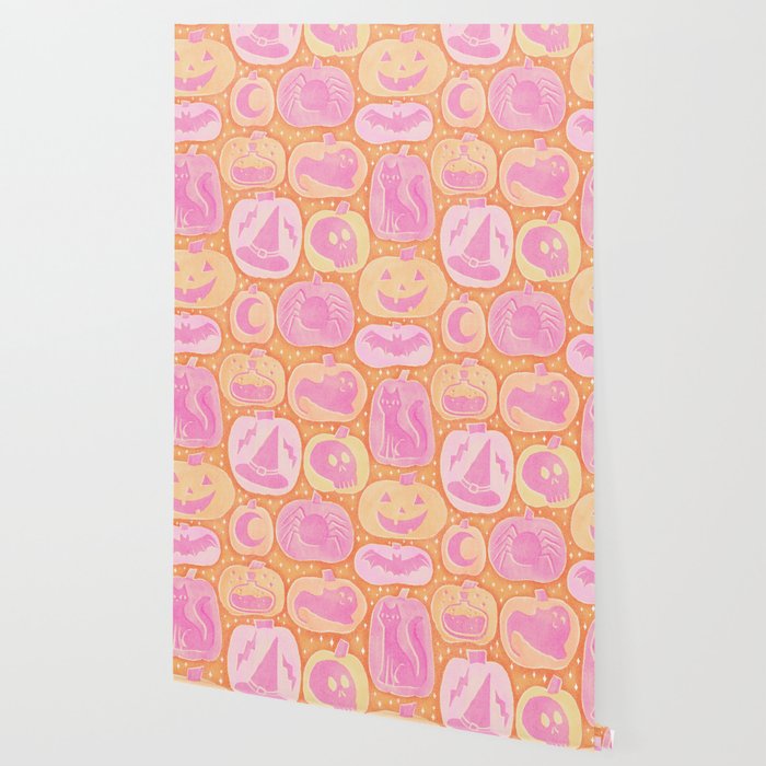 Halloween Pumpkins - pink and orange Wallpaper Gallery Image 2