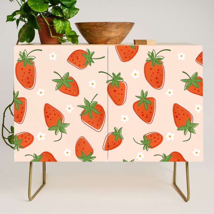 Red Strawberries Pattern Credenza Gallery Image 1