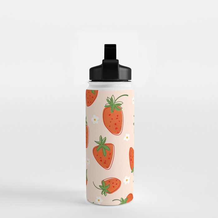 Red Strawberries Pattern Water Bottle Gallery Image 2