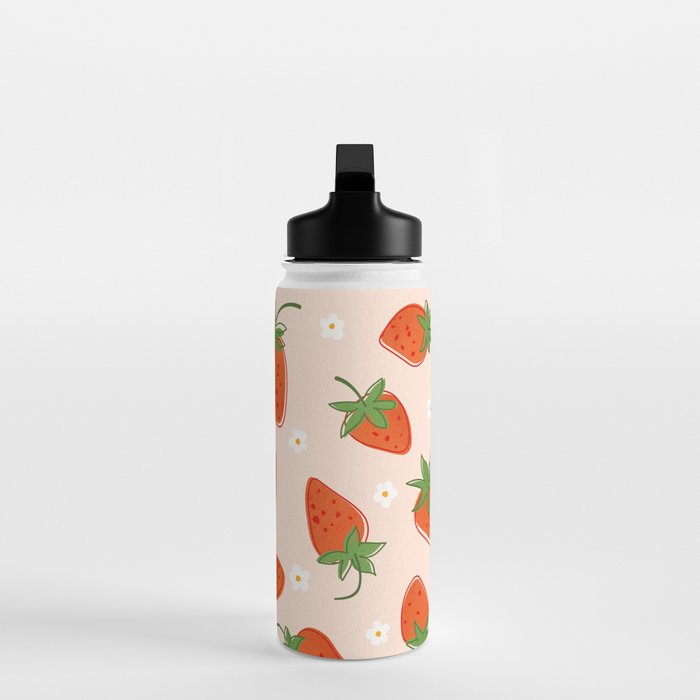 Red Strawberries Pattern Water Bottle Gallery Image 3