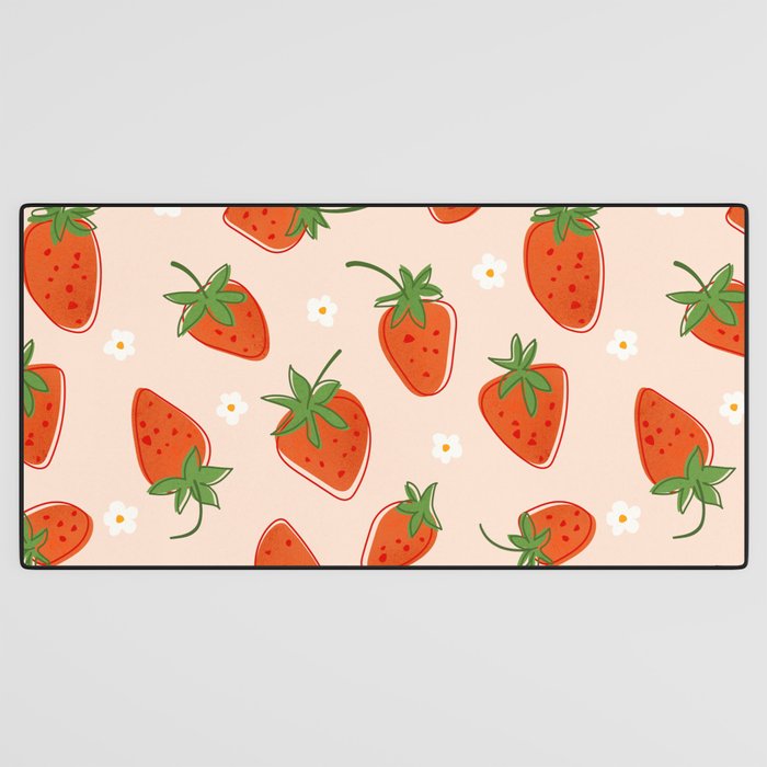Red Strawberries Pattern Desk Mat Gallery Image 3