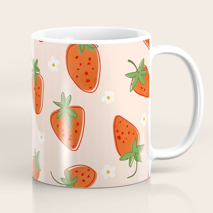 Red Strawberries Pattern Coffee Mug Gallery Image 1
