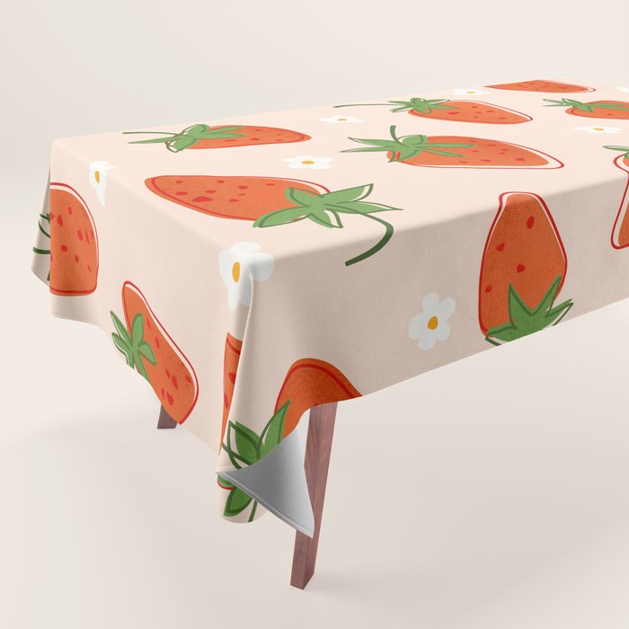 Red Strawberries Pattern Tablecloth Gallery Image 1